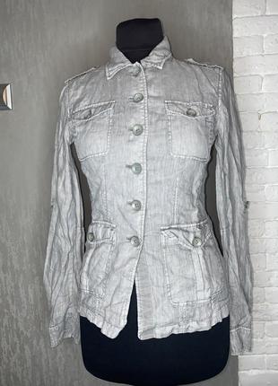Тонкий льняной пиджак жакет с накладными карманами лен mark’o'polo xs1 фото