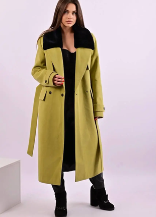 Пальто женское оливковое еврозима код п639