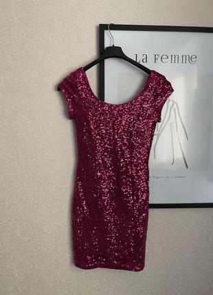 Платье в пайетки розовое фуксия фиолетов2 фото