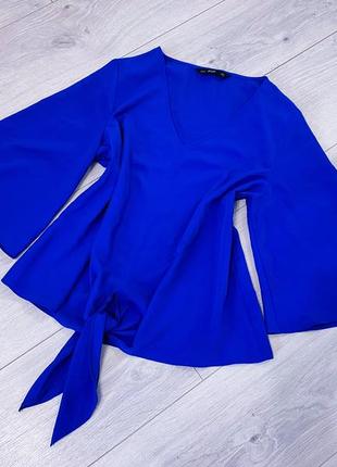 Блузка с расклешенным рукавом цвета «электрик»💙f&f1 фото