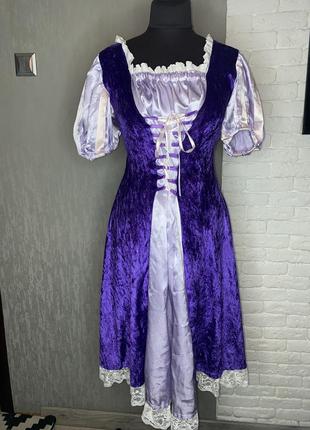 Винтажное платье с объемными рукавами hand made, one size
