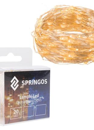 Гірлянда на батарейках springos 1.9 м 20 led cl0005 warm white