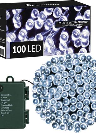 Гирлянда на батарейках springos 10 м 100 led cl4031 cold white