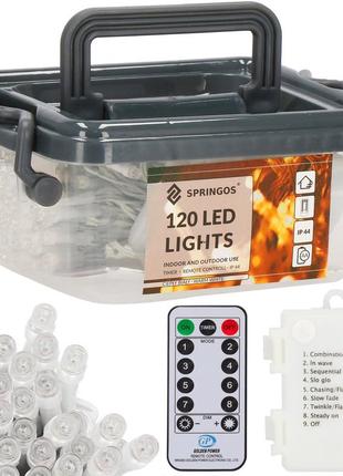 Гірлянда на батарейках springos 9 м 120 led cl0171 warm white2 фото