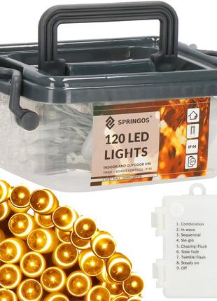 Гірлянда на батарейках springos 9 м 120 led cl0171 warm white6 фото