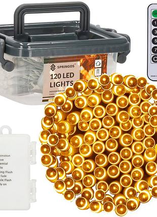 Гірлянда на батарейках springos 9 м 120 led cl0171 warm white