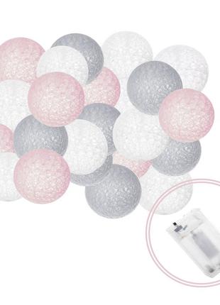 Гирлянда на батарейках springos cotton balls 6 м 30 led cl0061 warm white3 фото