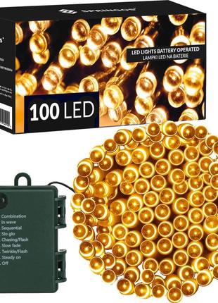 Гірлянда на батарейках springos 10 м 100 led cl4030 warm white