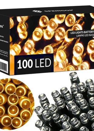 Гірлянда на батарейках springos 10 м 100 led cl4030 warm white3 фото