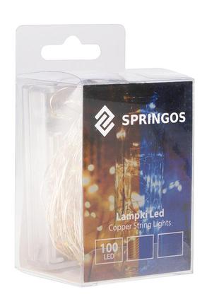 Гірлянда на батарейках springos 9.9 м 100 led cl0025 cold white/pink2 фото