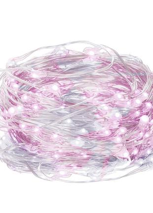 Гірлянда на батарейках springos 9.9 м 100 led cl0025 cold white/pink7 фото