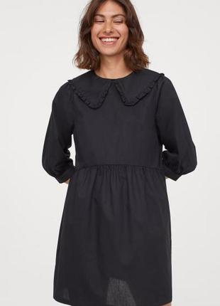 Бавовняна міні сукня з комірцем h&m