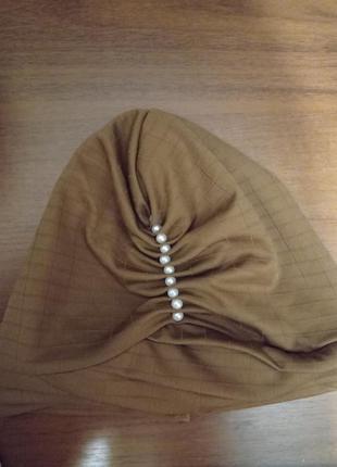 Шапка чалма ходжаб с жемчужинами1 фото