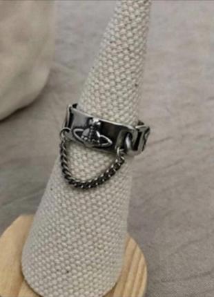 Стильное кольцо серебро посеребрение 925 пробы кольцо с цепочкой
