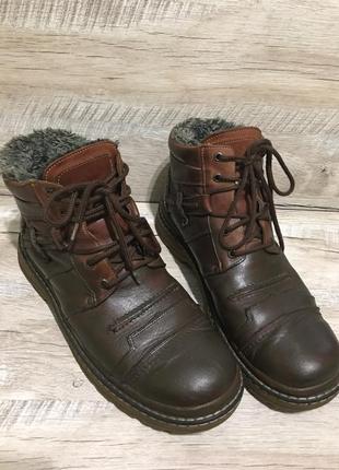 Зимние кожаные ботинки 45 р.🍃чоловічі зимові шкіряні черевики