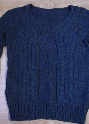 Стильный пуловер синего цвета2 фото