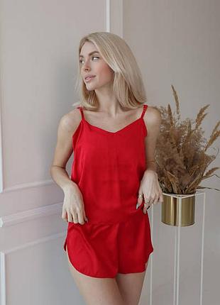 Шелковая пижама. шелковая майка и шорты