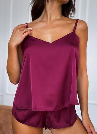 Шелковая пижама. шелковая майка и шорты