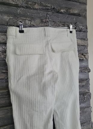 Белые вельветовые  брюки клеша5 фото