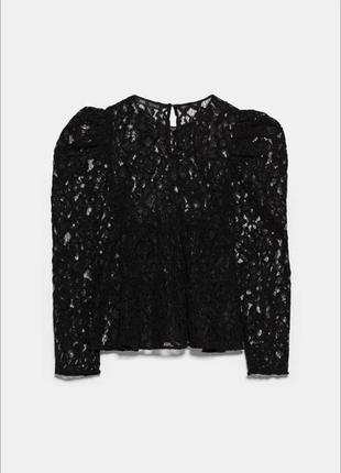Стильна мереживна блуза-топ zara, сорочка zara з рюшами
