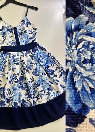 Синие платье в цветах 2