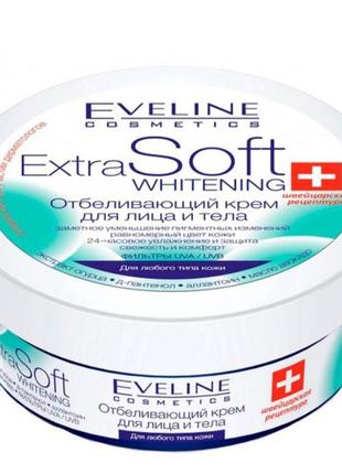 Крем для обличчя та тіла що відбілює extra soft 200 мл. evelin whitening