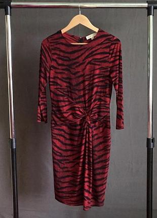 Брендовое платье вечернее красное michael kors animal print энимал принт узел