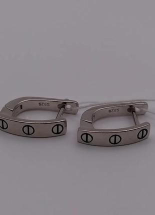 Срібні сережки з ювелірною емалью