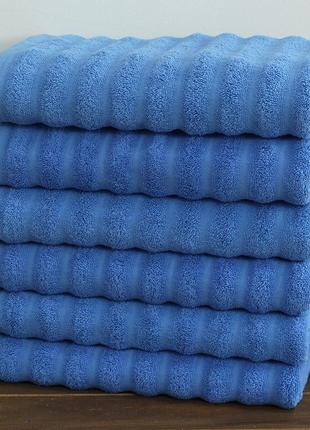 Рушник 50x90 см махровий турецький, щільність 450 г/м2 wave колір синій