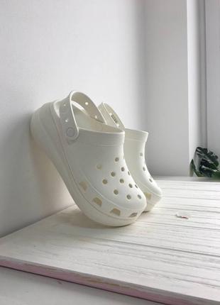 Жіночі крокси crocs crush platform white крокси жіночі на платформі5 фото