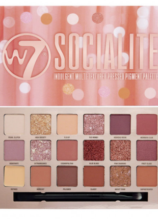 Палетка теней для век w7 indulgent socialite multi textured­ pressed pigment palette1 фото