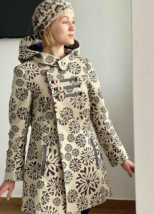 Пальто із щільної бавовняної тканини з квітковим принтом ексклюзив