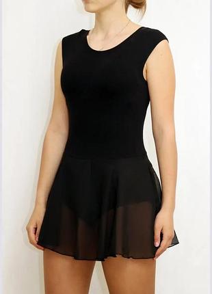 Купальник гимнастический трико с юбочкой из шифона