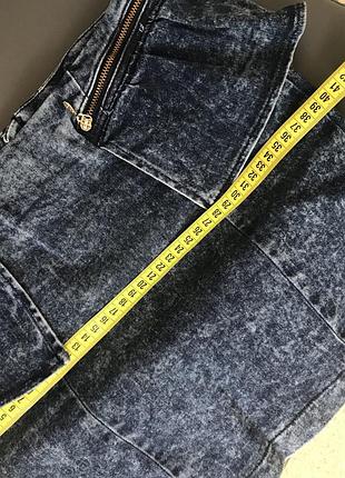 Юбочка синяя с баской высокая завышенная талия pull&bear 5