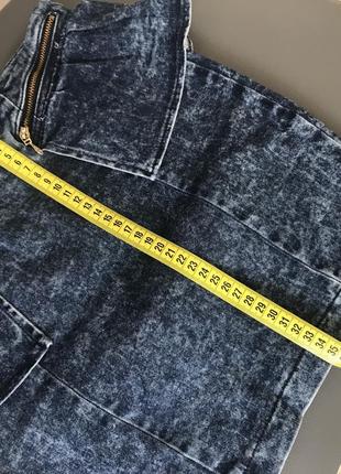Юбочка синяя с баской высокая завышенная талия pull&bear 7