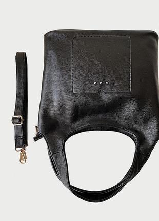 Женская кожаная большая черная сумка5 фото