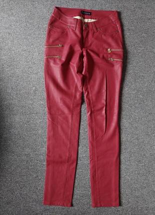 Стильные брендовые кожаные брюки цвета марсала. нижняя6 фото
