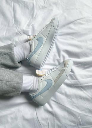 Кросівки nike blazer low white blue3 фото