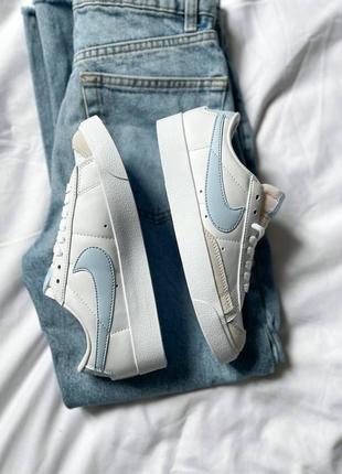 Кросівки nike blazer low white blue6 фото