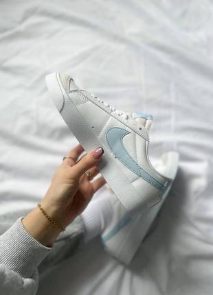 Жіночі шкіряні кросівки (кеди) nike blazer low "white/blue" 🔥4 фото