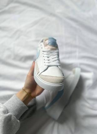 Жіночі шкіряні кросівки (кеди) nike blazer low "white/blue" 🔥5 фото