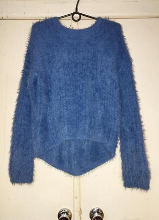 Синий свитер теплая кофта пушистый свитер теплый голубой мягкий.7 фото