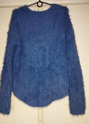 Синий свитер теплая кофта пушистый свитер теплый голубой мягкий.8 фото