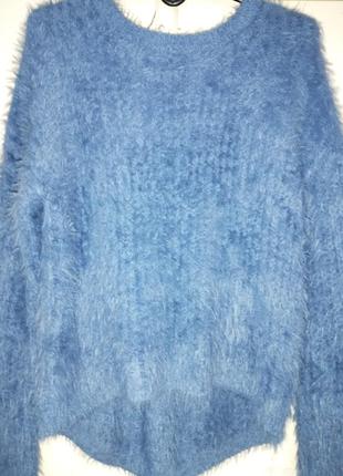 Синий свитер теплая кофта пушистый свитер теплый голубой мягкий.6 фото
