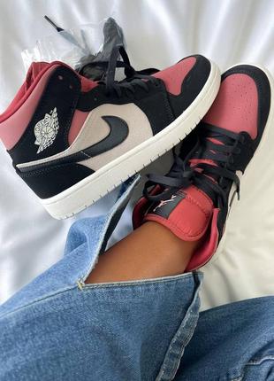 Шкіряні високі кросівки nike mid rust strawberry valentine2 фото