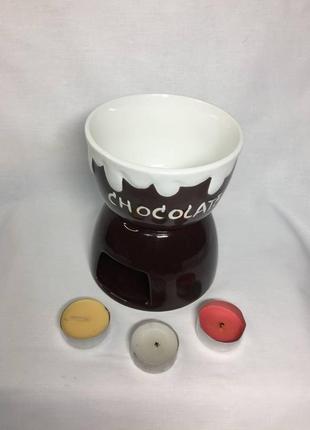 Мини-фондю "шоколад" керамическая для расплава шоколада сыра и пр. сервировка для мороже новый н12164 фото