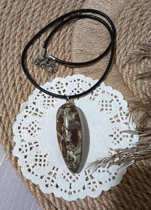 Кулон підвіс з натурального каменю кулон украшение подарок натуральный камень яшма2 фото
