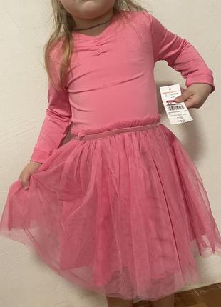 Платье f&amp;f платье розовое нарядное с длинным рукавом