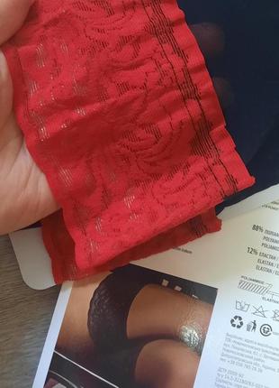 Чулки ❤🖤 3 4 р ❤🖤 красный ажур ажурные женские чулочки эротика черный цвет колготки пикантные