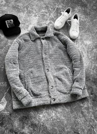 Рубашка мужская плюшевая, материал: махра, серого цвета